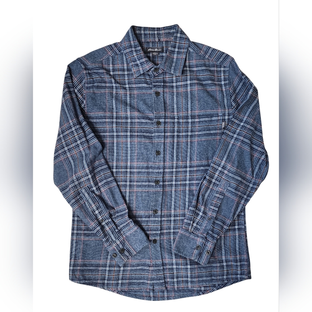 Eddie Bauer Small Blue‎ Plaid Flannel Button Down Shirt